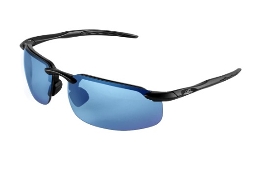 SWORDFISH BLUE MIRROR POLARIZED LENS, BLACK FRAME SAFETY GLASSES