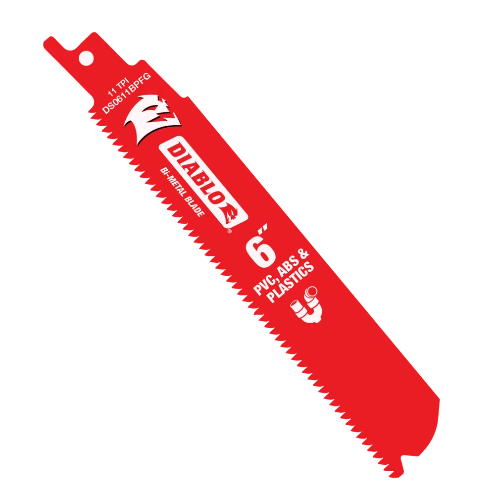 6" 11 TPI BI‑METAL RECIPROCATING SAW BLADE FOR PVC, ABS, AND PLASTICS (5‑PK) - DIABLO  

 MUST BE SOLD IN PACKS OF 5