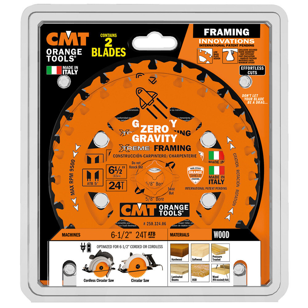 6-1/2" x 24T ZERO GRAVITY FRAMING BLADES - 2PK - CMT