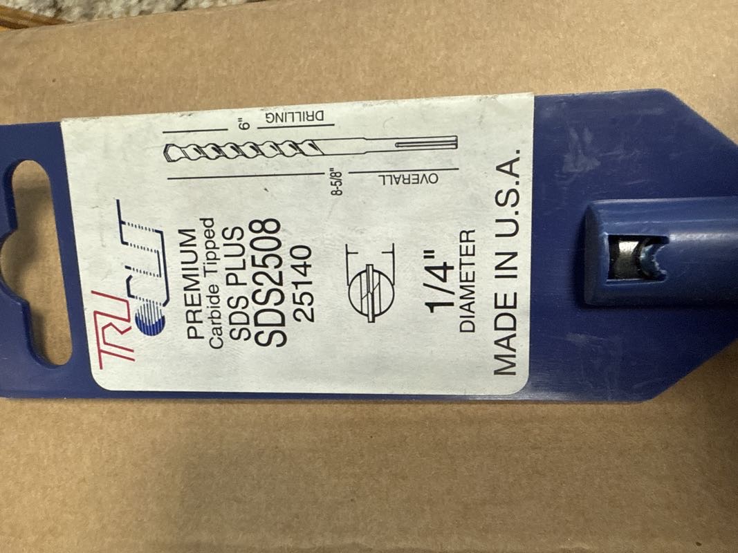 1/4” X 6” SDS PLUS MASONRY BIT - TRU CUT