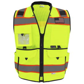 HV ULTRA-RUGGED HIGH-VIZ PREMIUM SURVEYORS SAFETY VEST- LARGE