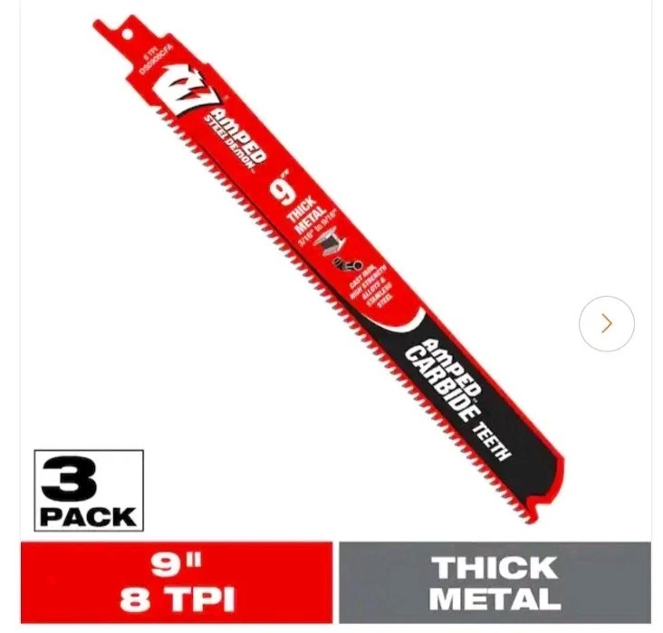 9" X 8TPI AMPED™ STEEL DEMON™ CARBIDE TEETH RECIPROCATING SAW BLADE FOR THICK METAL - DIABLO