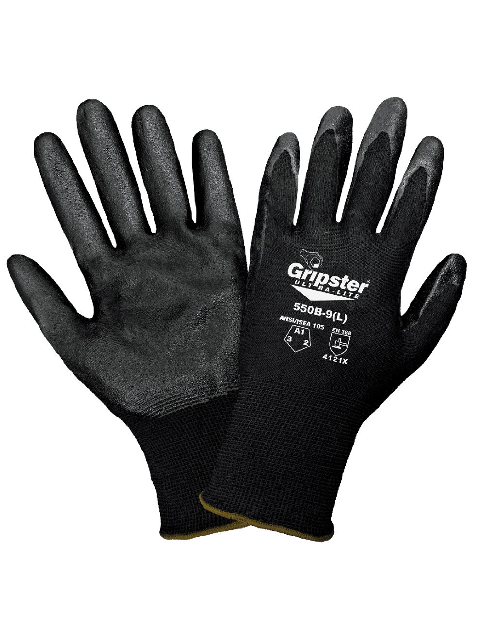 GRIPSTER ULTRA‑LITE BLACK FOAM NITRILE COATED NYLON GLOVES WITH CUT, ABRASION, AND PUNCTURE RESISTANCE - XL