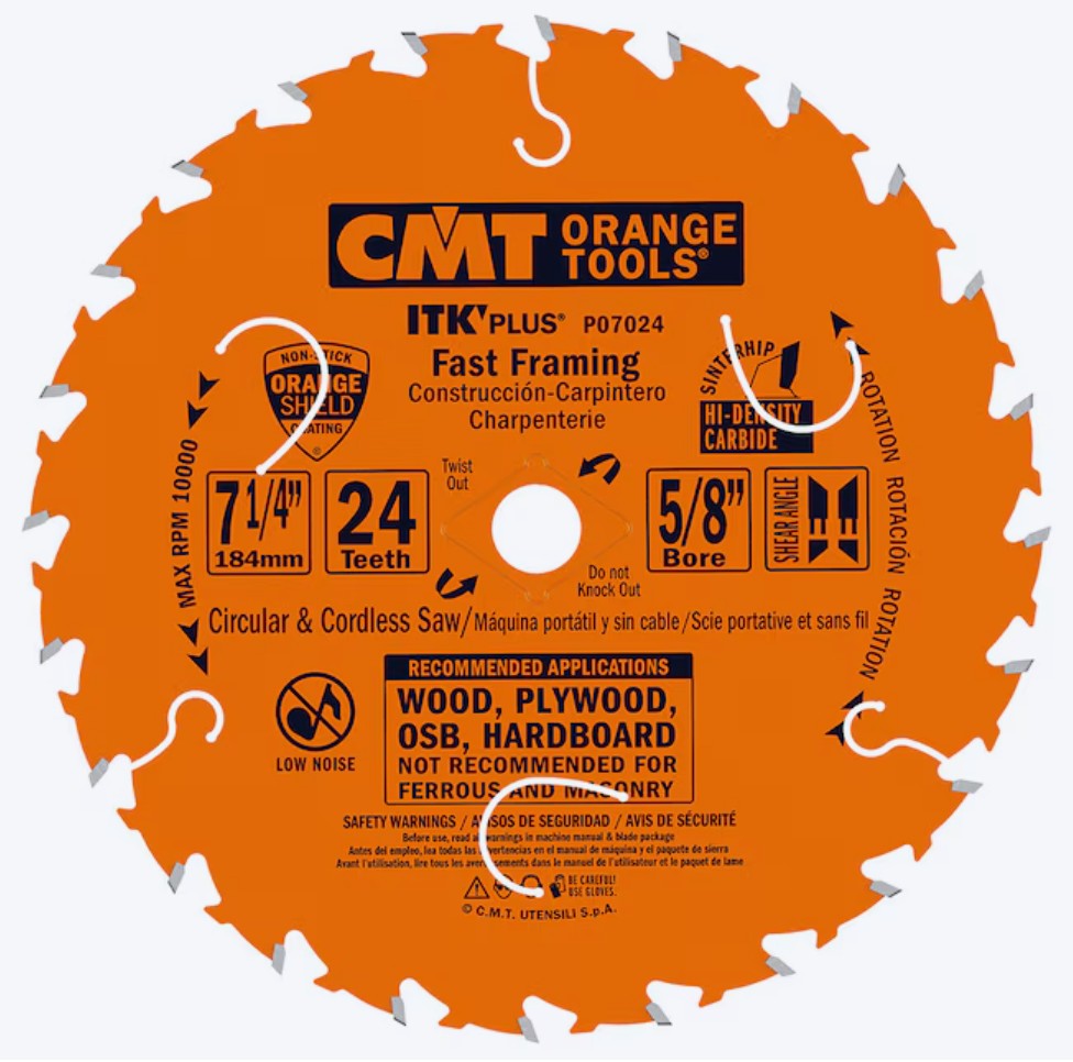7-1/4" X 24T CARBIDE SAW BLADE ORANGE - CMT