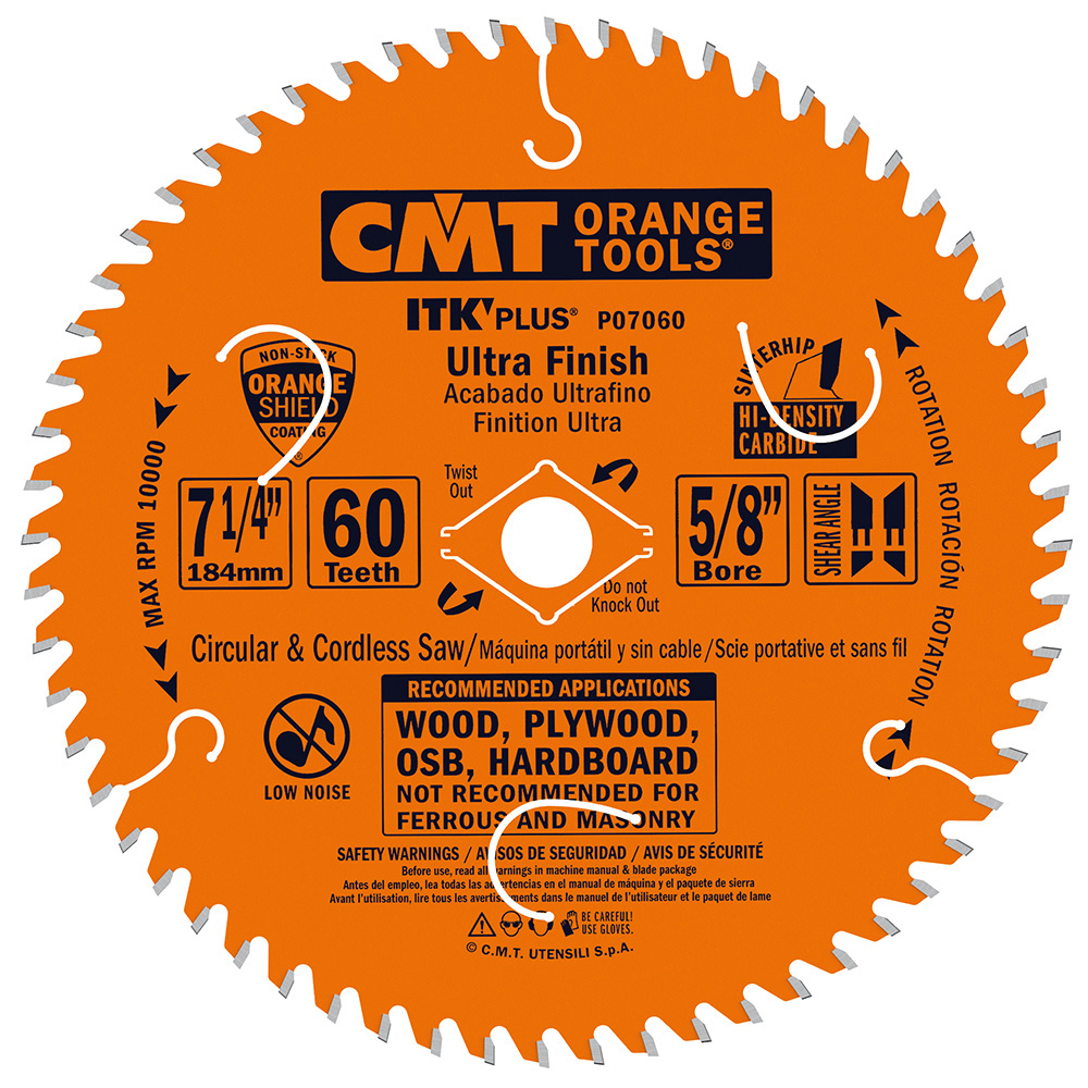 7-1/4" X 60TH CARBIDE SAW BLADE- ORANGE- CMT