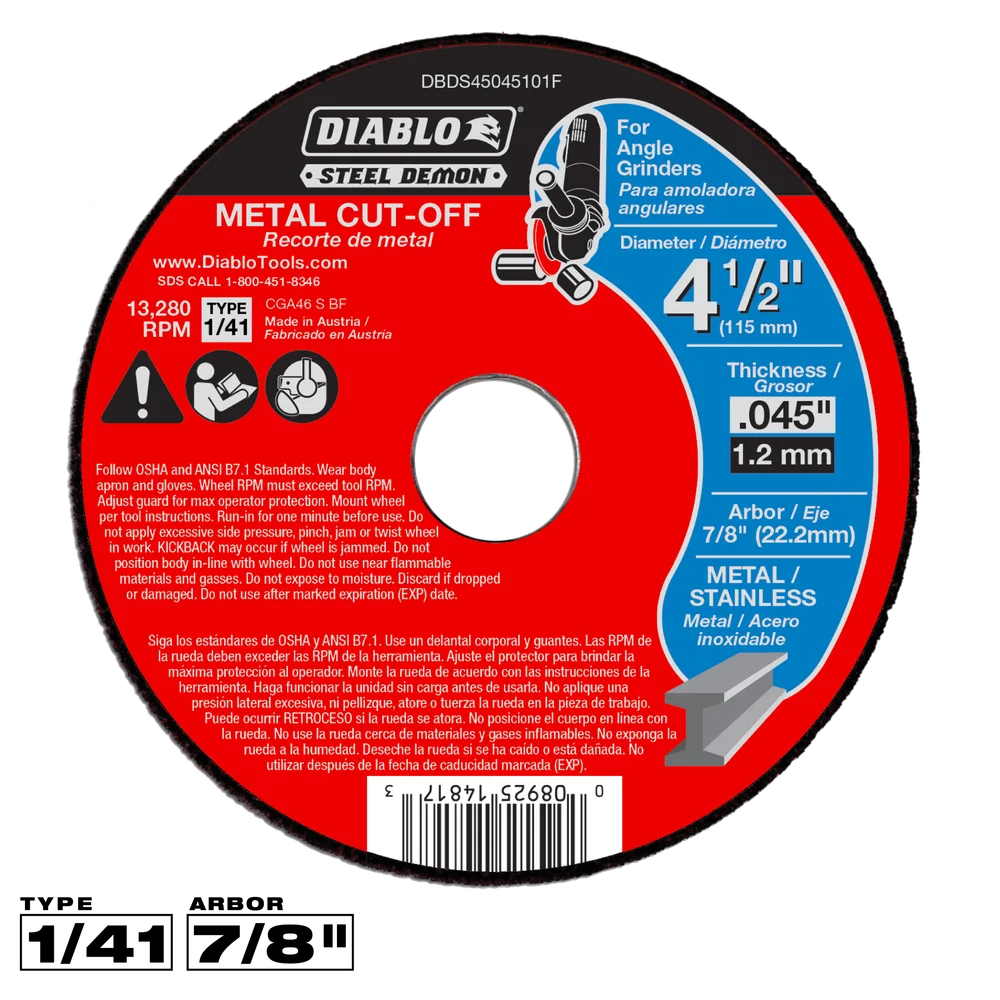 4-1/2" STEEL DEMON METAL CUT-OFF WHEEL- DIABLO