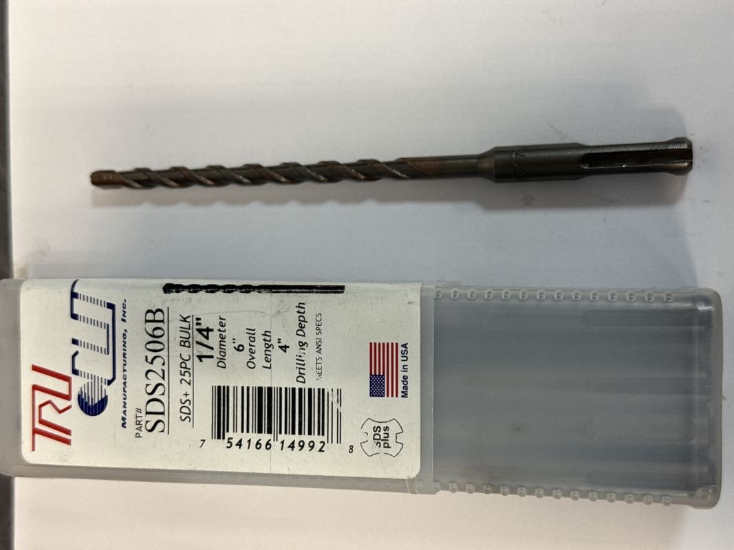 1/4” X 6” SDS PLUS MASONRY BITS BULK 25PK  - TRU CUT