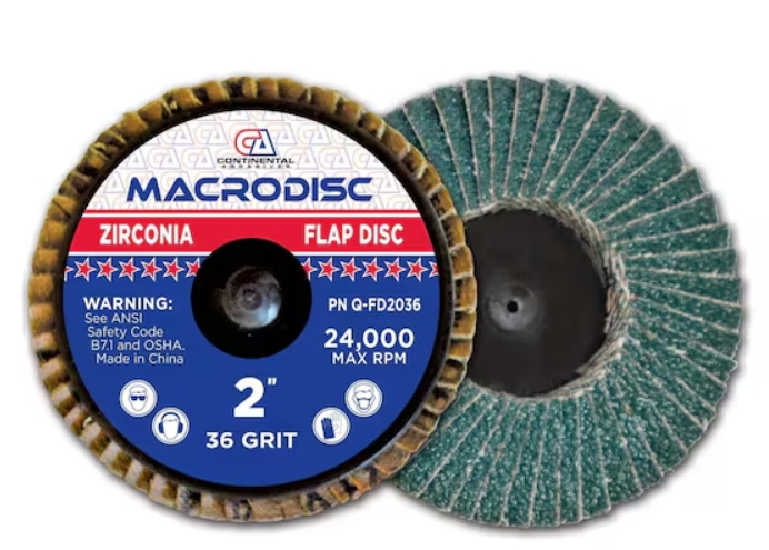 2 X 36 GRIT FLAP DISC QUICK CHANGE ROLOC - CA