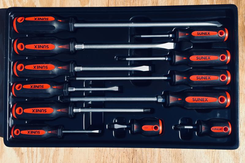 12PC PHILLIPS & SLOTTED MAGNETIC SCREWDRIVER SET - SUNEX