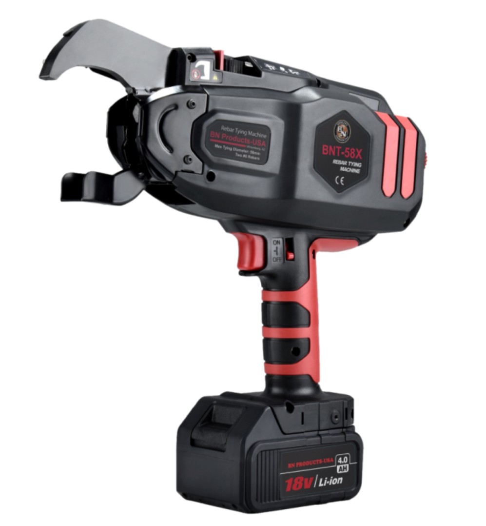18V REBAR TYING TOOL  – INCLUDES TIER, BATTERY CHARGER, TWO BATTERIES, FOUR SPOOLS OF WIRE, BELT CLIP, TOOLS, AND INSTRUCTIONS IN A PLASTIC MOLDED CARRYING CASE. SHIPPING WEIGHT 30 LBS.