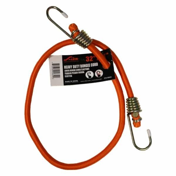 BUNGEE CORD, HEAVY DUTY, 32" W/DICHROMATE STEEL HOOKS W/TIP COVERS (ORANGE)
