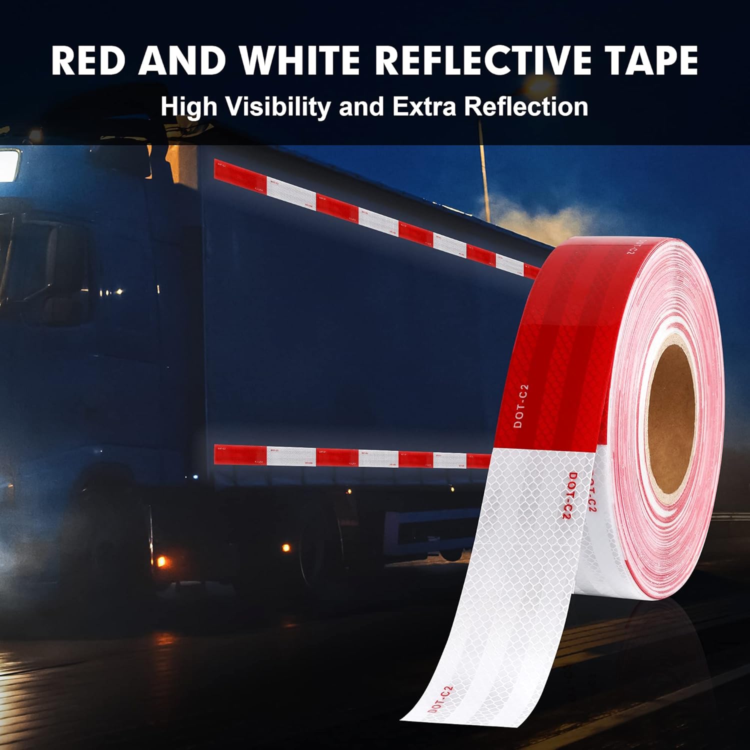2" X 200' RED AND WHITE REFLECTIVE TAPE