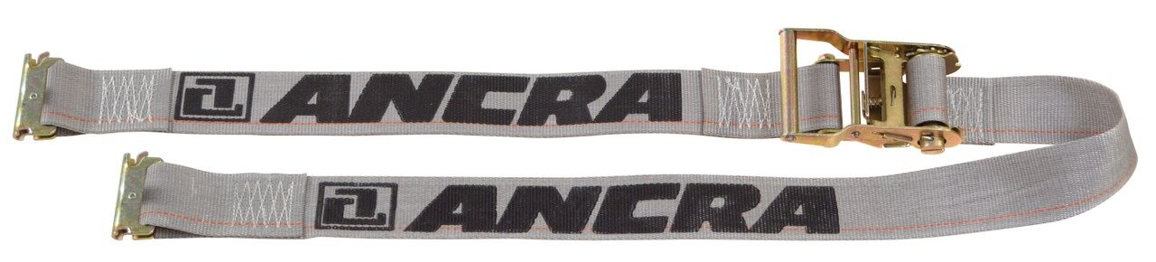 LOGISTICS STRAP, RATCHET, 2" X 16' W/SPRING ACUATED E-FITTINGS - GRAY