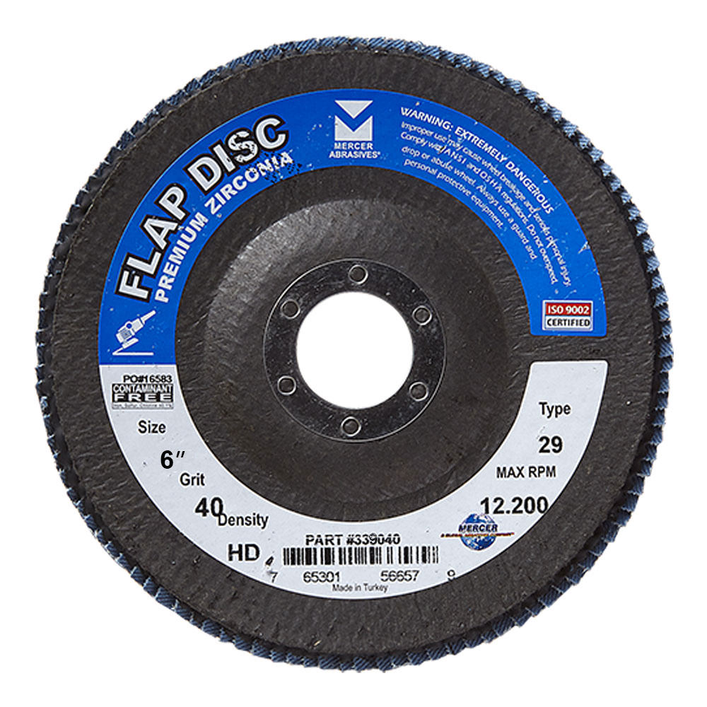 6" X  80 GRIT ZIRCONIA FLAP WHEEL- MERCER