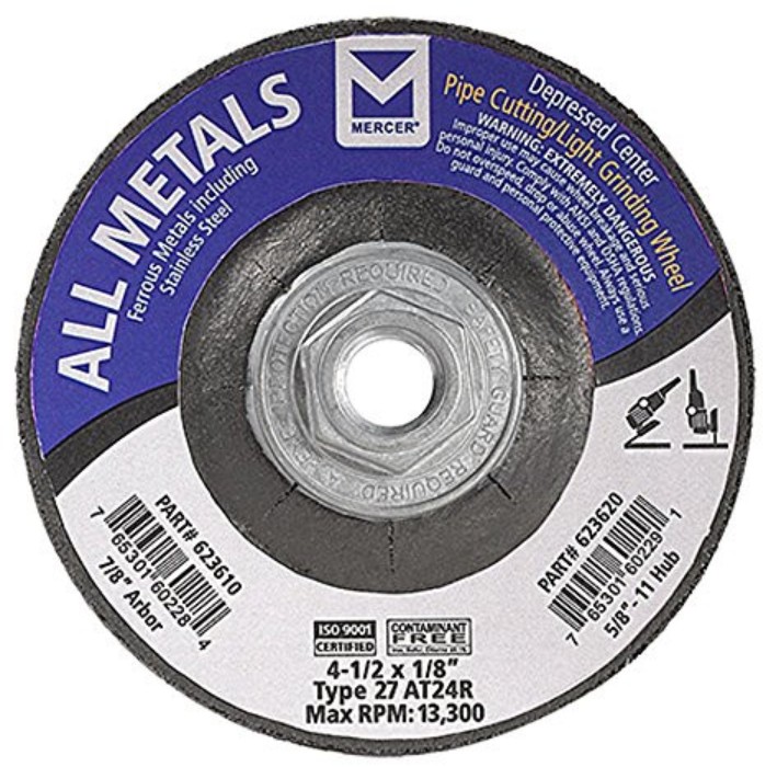 4-1/2" X 1/8" X 5/8-11 PIPE CUTTING/GRINDIND DISC - MERCER