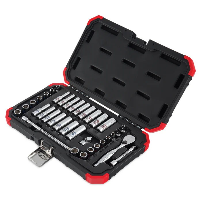 1/4” DR 36PC 6PT SAE AND METRIC CHORME SOCKET SET - SUNEX