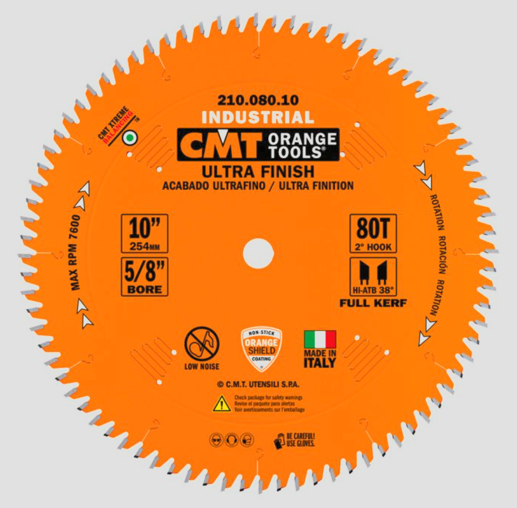 10" X 80T ULTRA FINISH HI-ATB FULL KERF CARBIDE TIPPED BLADE - CMT