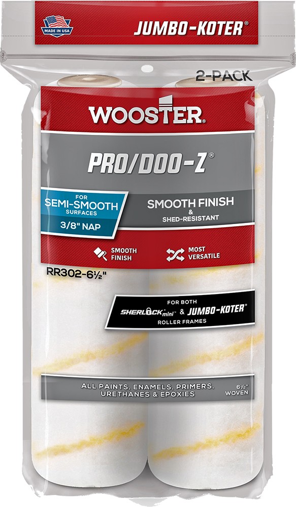 RR302 6‑1/2" X 3/8" NAP PRO/DOO‑Z JUMBO‑KOTER MINI ROLLER COVER (2PK) - WOOSTER
