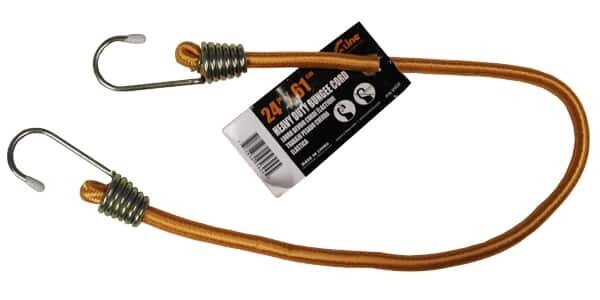 BUNGEE CORD, HEAVY DUTY, 24" W/DICHROMATE STEEL HOOKS W/TIP COVERS (ORANGE)