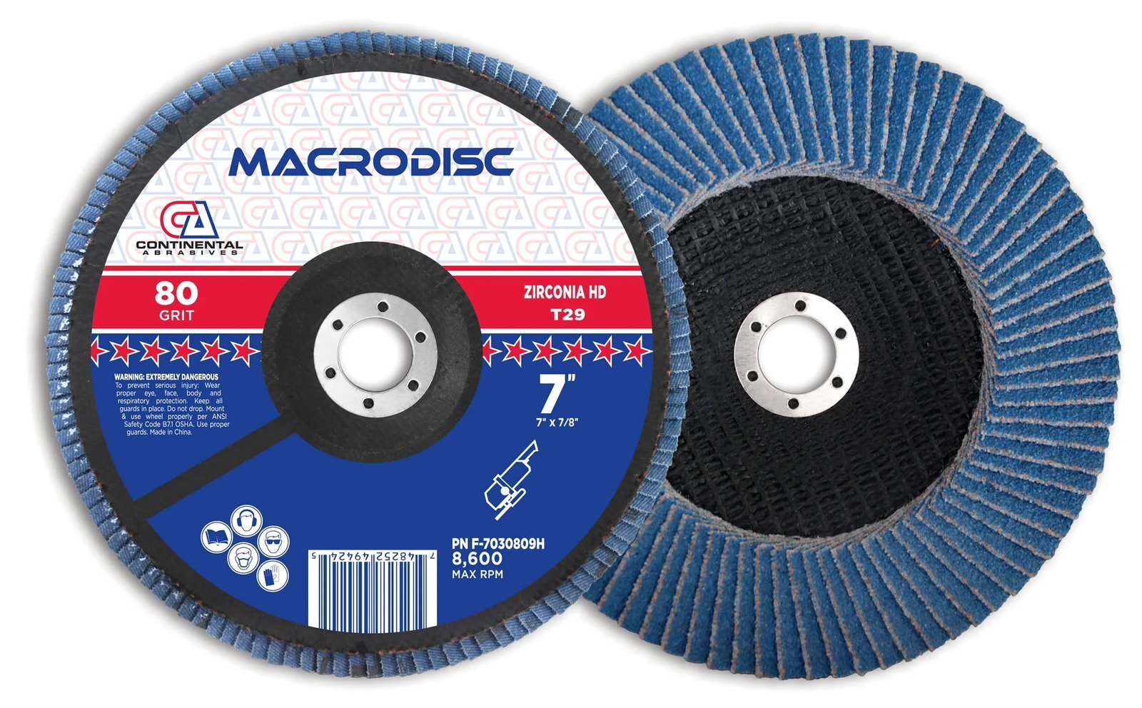 7" X 7/8" 120G T27 JUMBO ZIRCONIA HIGH‑DENSITY FLAP DISC - CA