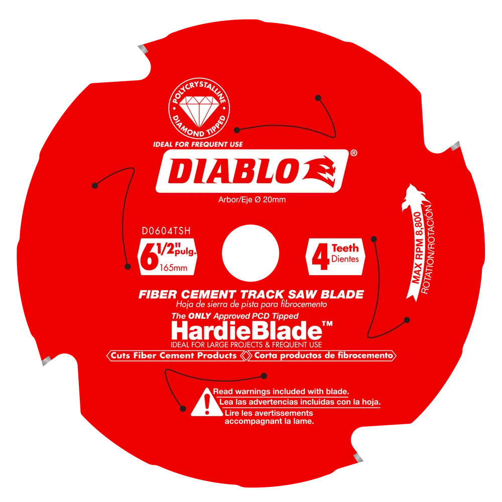 6-1/2" X 4T TRACK SAW BLADE FIBER AND HARDY BOARD - DIABLO