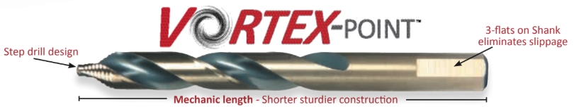 5/64 VORTEX BLACK & GOLD JOBBER BIT - NORSEMAN