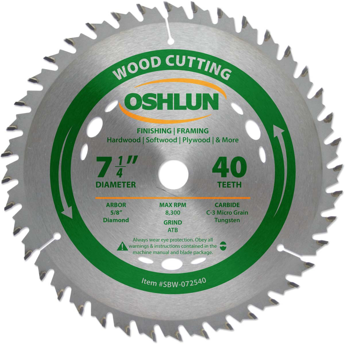 7-1/4" X 40T CARBIDE SAW BLADE - OSHLUN