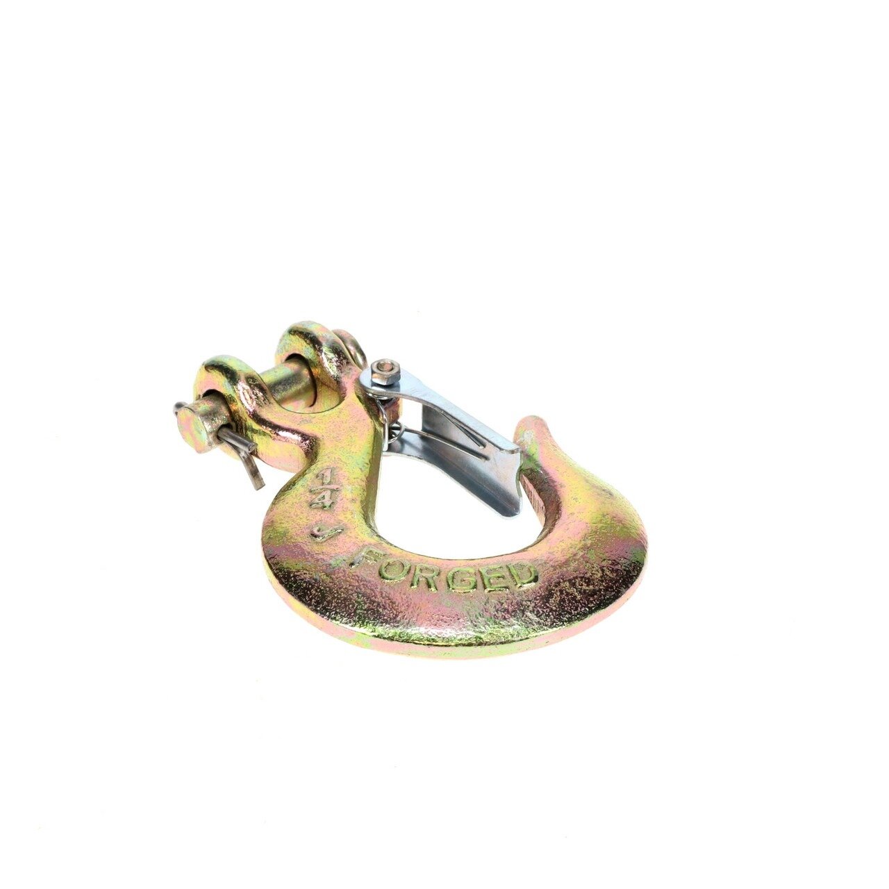 HOOK, SLIP STYLE, GRADE 70, 1/4" W/SAFETY LATCH - FORGED W/ZINC CHROMATE COATING