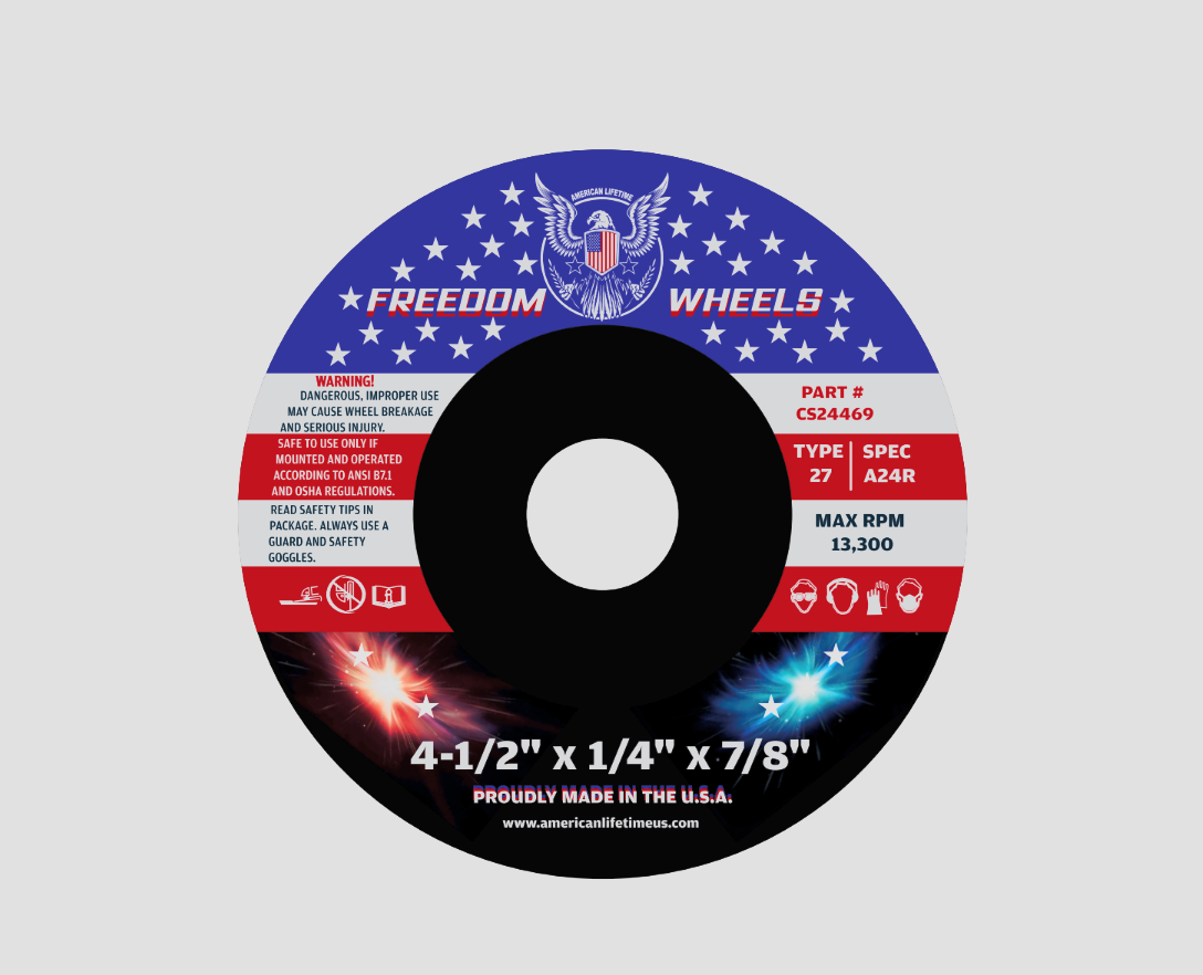 4-1/2" X 7/8" X 1/4" METAL GRINDING DISC - AMERICAN LIFETIME