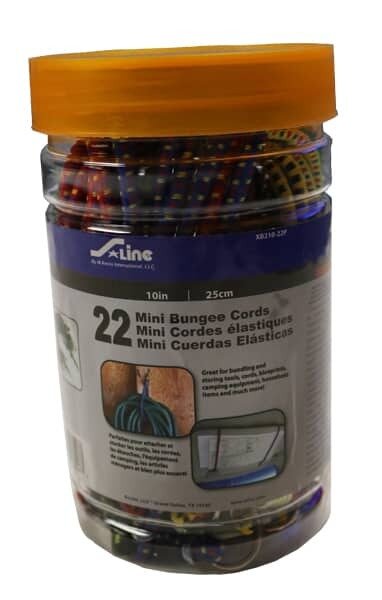 BUNGEE CORD, 10" MINI - 22 PC JAR - MULTI-COLOR CORDS