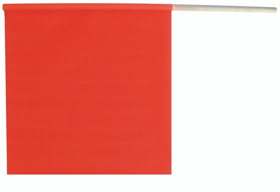 SAFETY FLAG, MESH, PVC COATED, 18" X 18" FLOURESCENT ORANGE W/WOODEN DOWEL