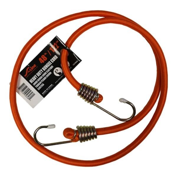 BUNGEE CORD, HEAVY DUTY, 48" W/DICHROMATE STEEL HOOKS W/TIP COVERS (ORANGE)