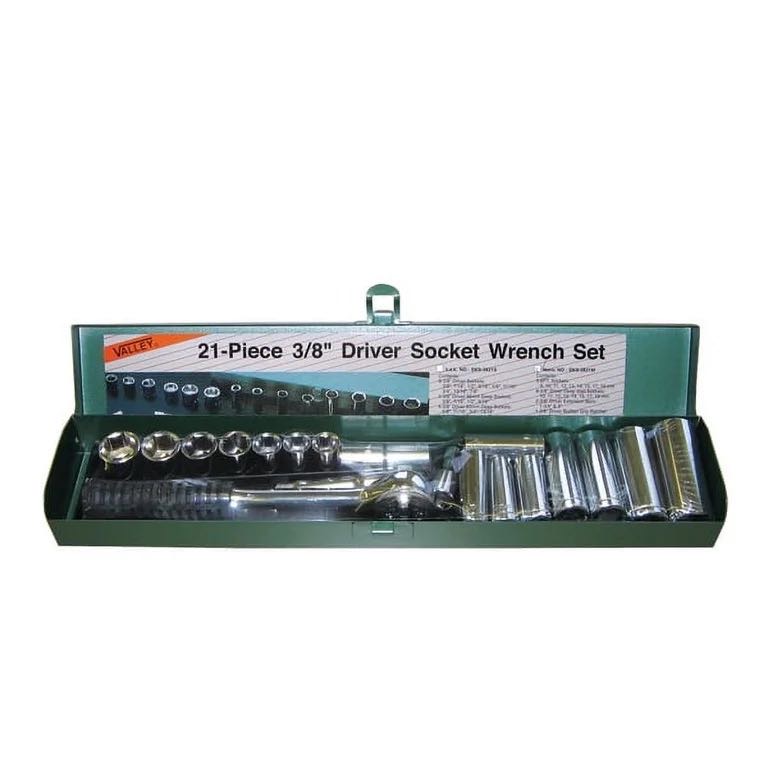 21PC CHROME VANADIUM STEEL 3/8” DR. SOCKET SET