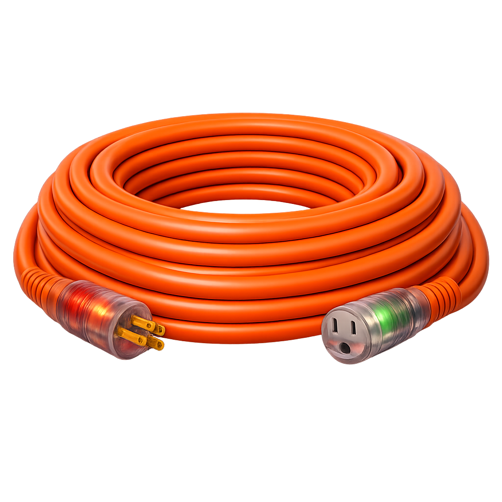 12 GAUGE SJTW EXTENSION CORD, WITH LIGHTED END- 50" ORANGE