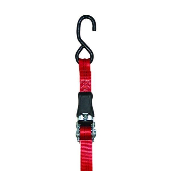 TIE-DOWN, RATCHET, 1" X 15' W/PADDED HANDLE & COATED S-HOOKS