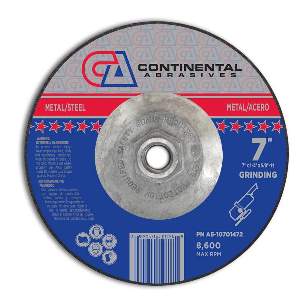 7" X 5/8"-11 X 1/4" GRINDING DISC - CONTINENTAL ABRASIVES