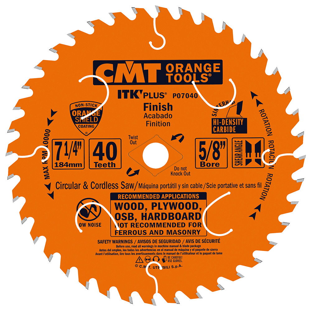 7-1/4" X 40T CARBIDE SAW BLADE-ORANGE-CMT