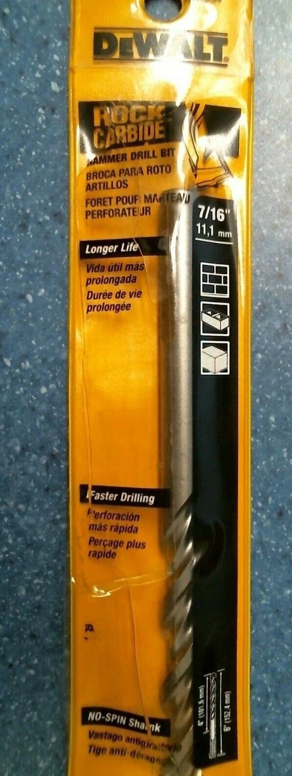 DEWALT DW5234 7/16" X 6" ROCK CARBIDE HAMMER DRILL BIT