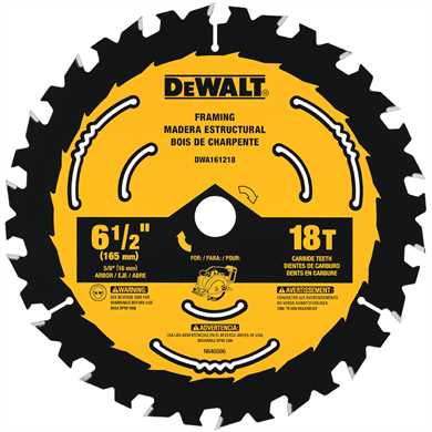 6 1/2" X 18T CARBIDE TIPPED FRAMING BLADE - DEWALT