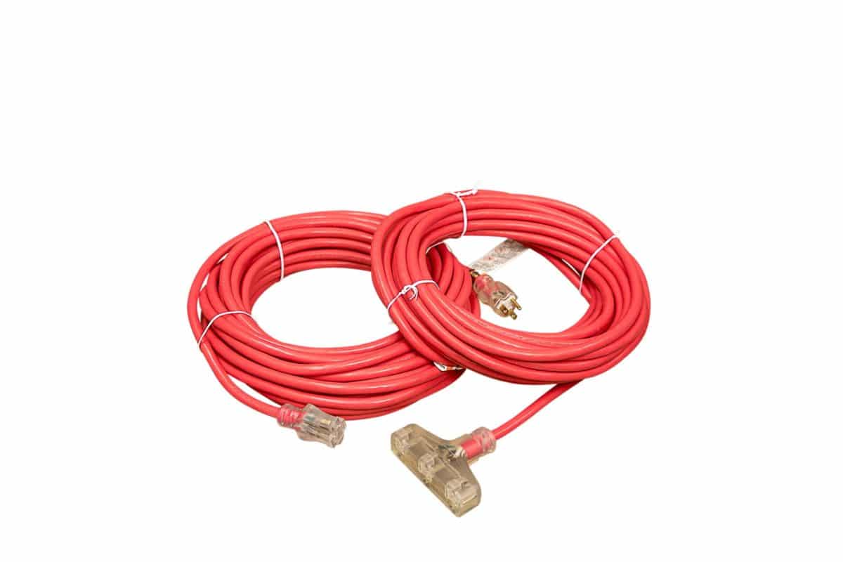 CORD - 12/3 X 25' EXTENSION CORD - TRIPLE TAP - LIGHTED END - RED - CUSTOMIZED