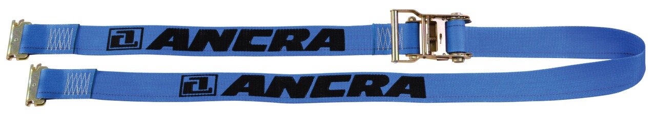 LOGISTICS STRAP, RATCHET, 2" X 20' W/SPRING ACUATED E-FITTINGS - BLUE