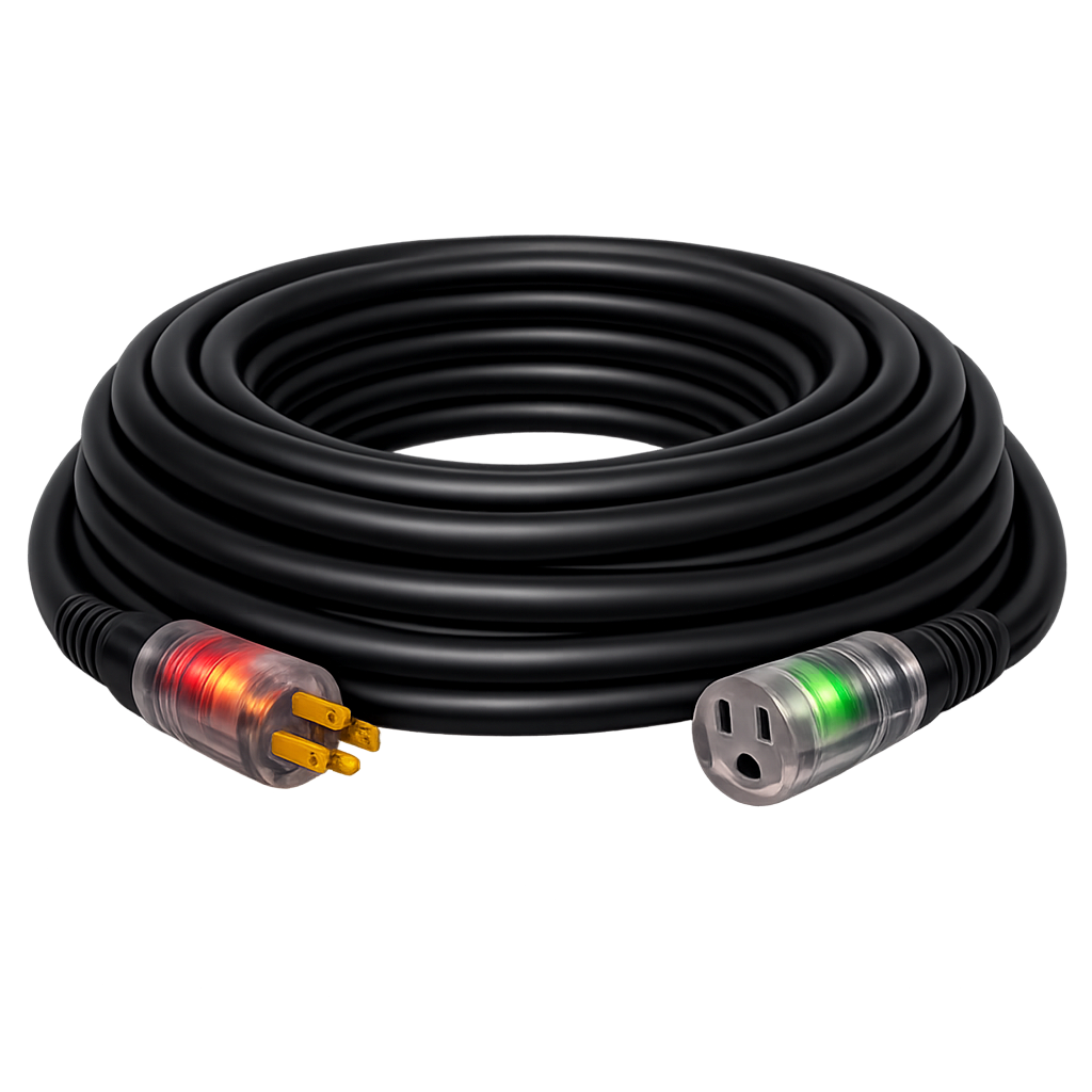 12 GAUGE SJTW EXTENSION CORD, 50' WITH LIGHTED END