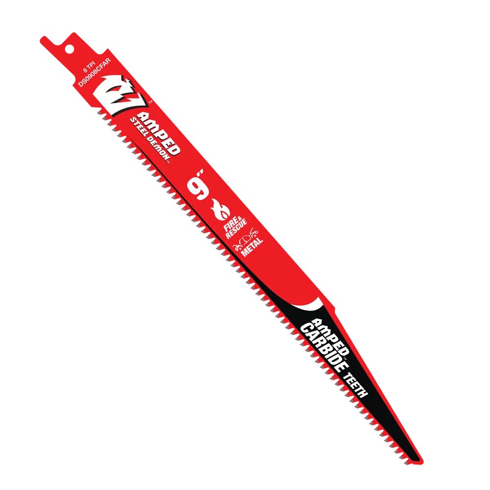 9" X 8TPI AMPED STEEL DEMON CARBIDE TEETH RECIPROCATING SAW BLADE FOR FIRE & RESCUE 10‑PK