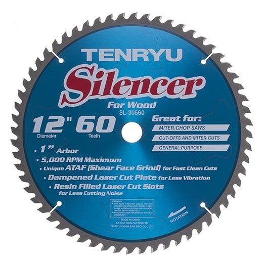 12" X 60T SILENCER CARIBIDE TIPPED SAW BLADE - TENYRU