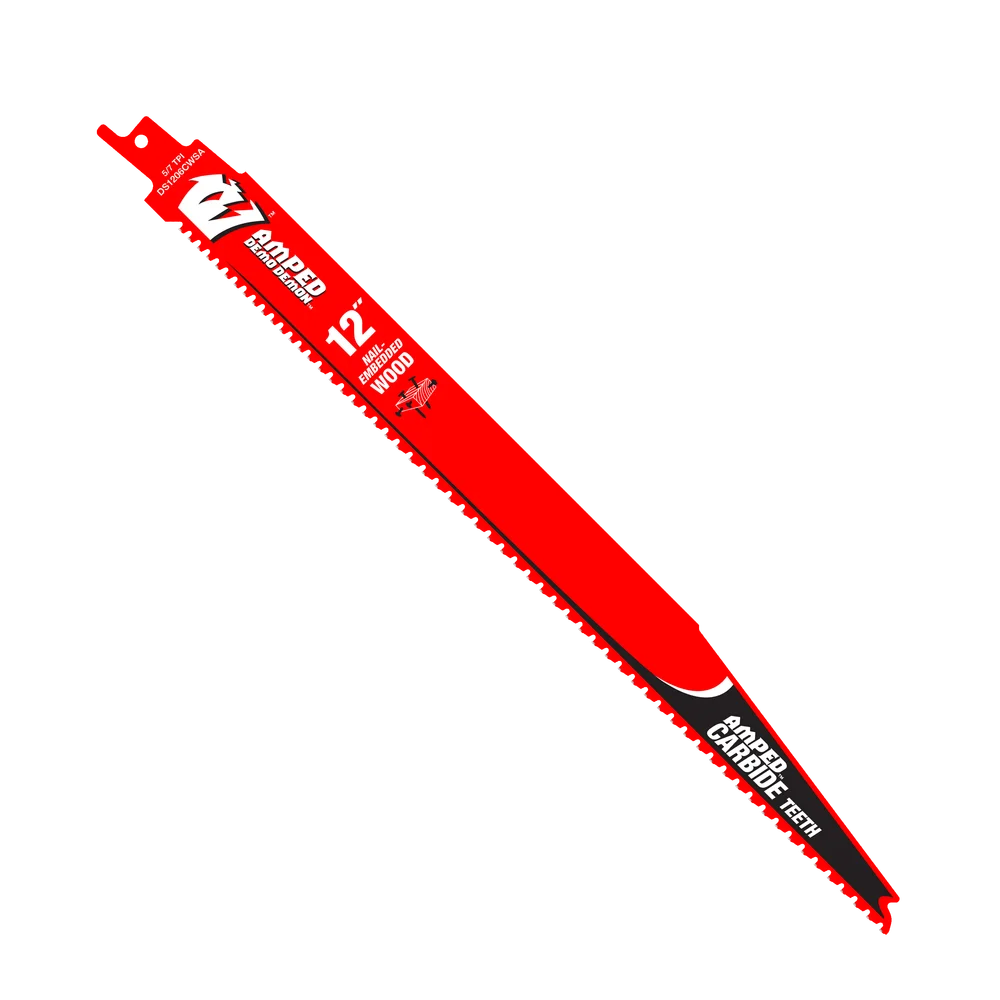 12" 5/7 TPI AMPED™ DEMO DEMON™ CARBIDE TEETH RECIPROCATING SAW BLADE FOR NAIL-EMBEDDED WOOD